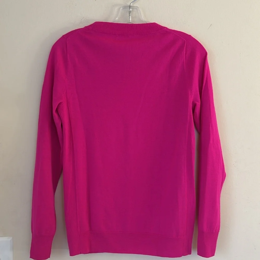 J Crew Crew Neck Pull Over Merino Wool Blend Sweater in Hot Pink Size‎ S